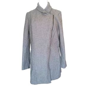 Banana‎ Republic Jacket Women's Size M Light Gray Funnel Neck Asymmetrical Zip